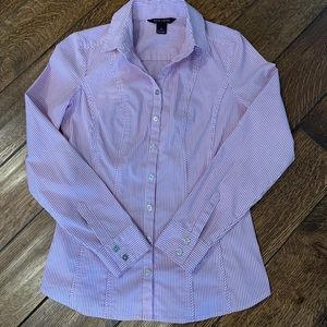 WHBM Pink Stripe Button-up Shirt